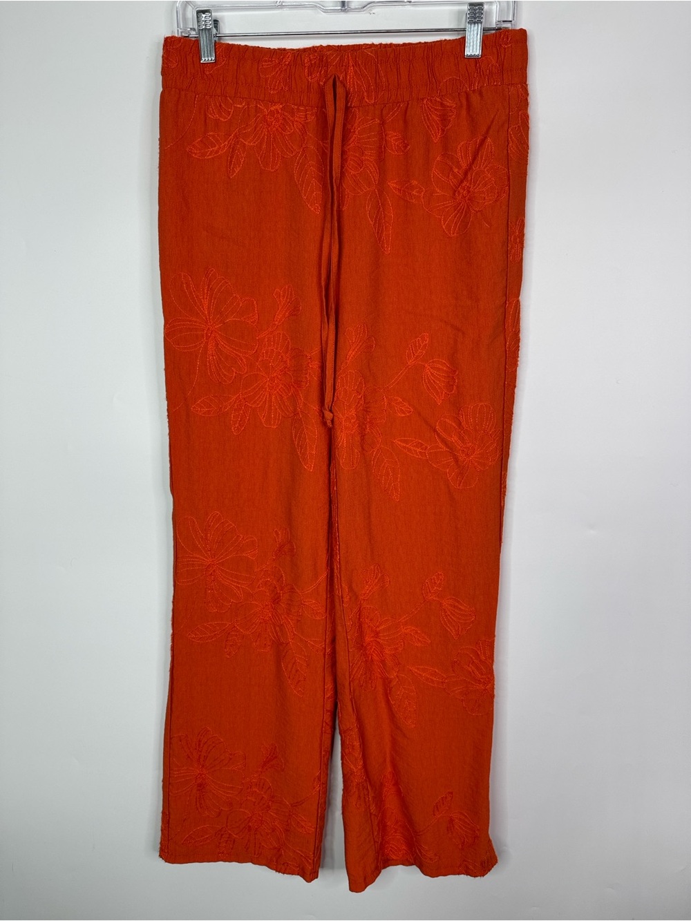 Messini Embroidered Floral Red Stretch Pants Size PM